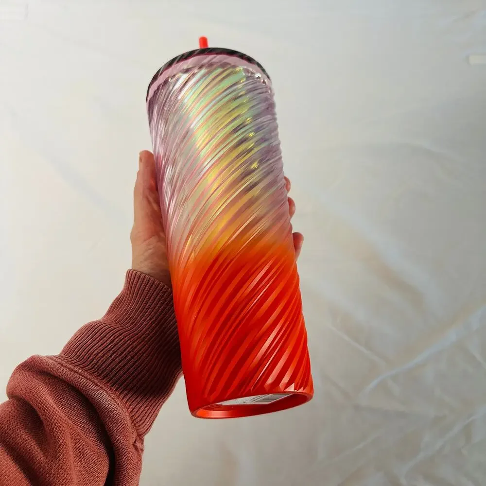 NWT Starbucks 24oz Sunrise Swirl Cold Cup Tumbler (CHIPPED LID)